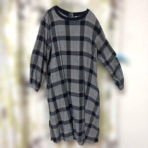 Black Check Long One-Piece Dress